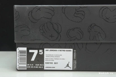 Jordan Black 4 Retro Kaws 1002
